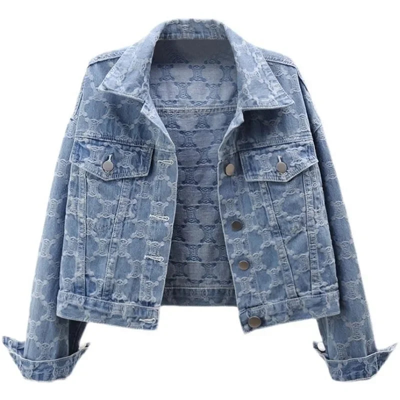 Women Bernard Lafond Embroidery Casaco Denim Jacket – Stylish 