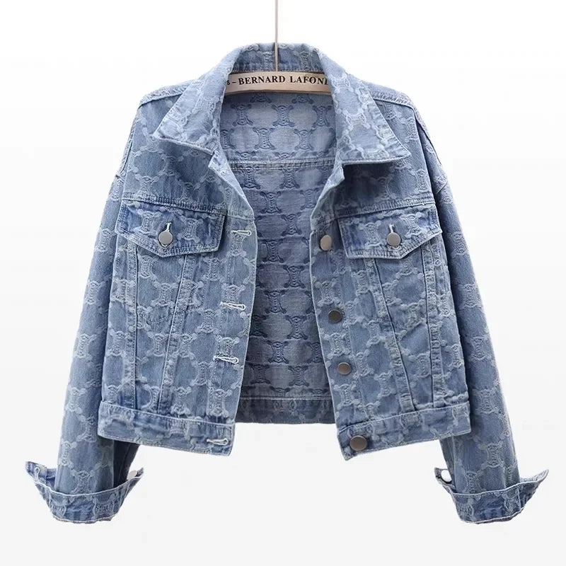 Women Bernard Lafond Embroidery Casaco Denim Jacket – Stylish 