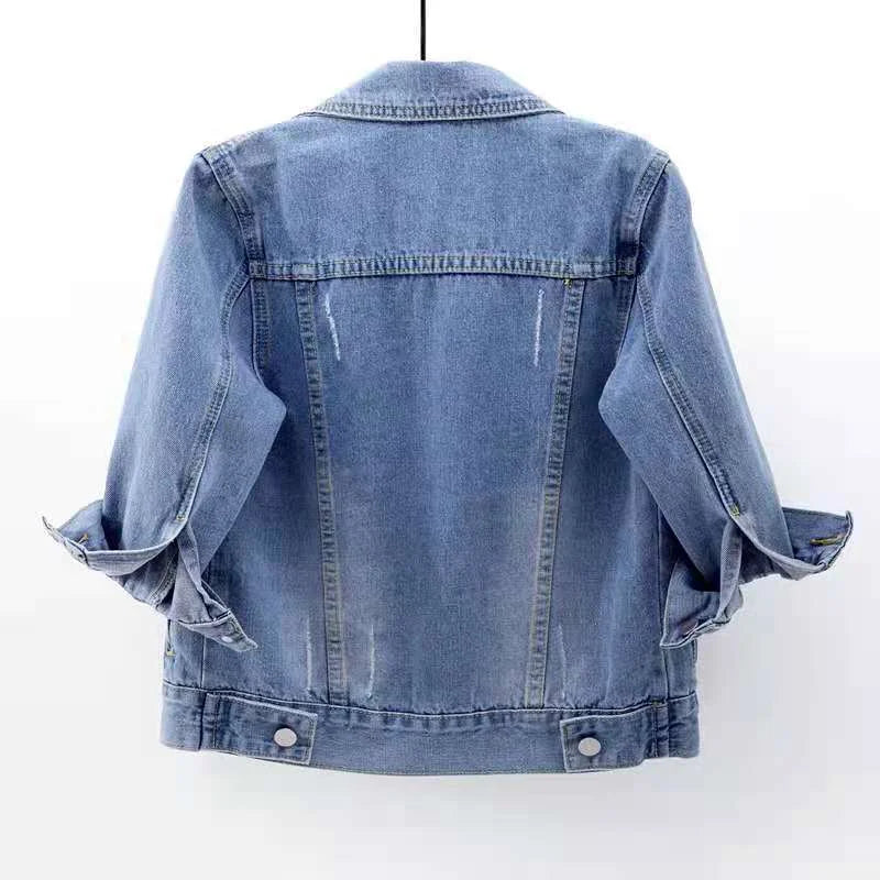 Women Falek Half Sleeve Cropped Denim Jacket – Trendy